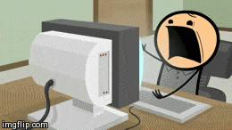 Kevin gif cartoon guy losing it on his computer