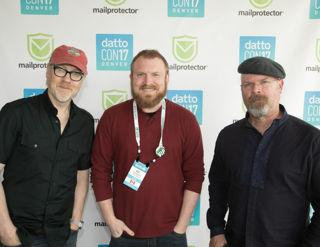 Karl Fulljames with the MythBusters crew at the Datto Con 17 Conference in Denver